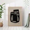 Постер 28 картин "Абстракция черная фигура на коричневом фоне" 50x40 см в тубусе без рамы