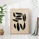 Постер 28 картин "Современная абстракция черные листья" 50x40 см в тубусе без рамы