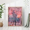 Постер 28 картин "Дерево абстракция на розовом фоне" 50x40 см в тубусе без рамы