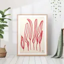 Постер 28 картин "Абстракция красные растения репродукция" 50x40 см в тубусе без рамы