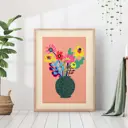 Постер 28 картин "Яркие цветы в вазе репродукция" 50x40 см в тубусе без рамы