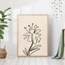 Постер 28 картин "Абстракция цветок линиями на бежевом" 50x40 см в тубусе без рамы