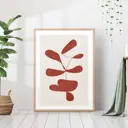 Постер 28 картин "Абстракция красное растение на бежевом" 70x50 см в тубусе без рамы