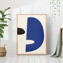 Постер 28 картин "Абстракция синяя фигура в современном стиле" 70x50 см в тубусе без рамы