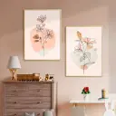 Набор постеров 28 картин "Цветы на розовом фоне" 50x40 см, 2 шт, в тубусе без рамы