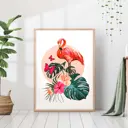 Постер 28 картин "Фламинго иллюстрация" 70x50 см, в тубусе без рамы