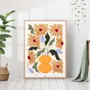 Постер 28 картин "Цветы и листья в вазе абстракция" 70x50 см