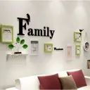 Фоторамка на 7 фото+надпись+полочка "Family. Птицы" зелёно-белые набор 86x186 см