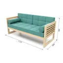 Диван Arsko Сега 172.5x80x69 см массив дерева цвет бирюзовый