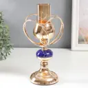 Подсвечник Simaland на 1 свечу "Сплетение колец. Синий мраморный элемент" золото 29x14x14 см