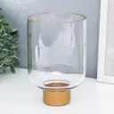 Подсвечник Simaland на 1 свечу "Стакан на ножке" прозрачный и золото 15.8x10.5x10.5 см