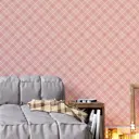 Обои флизелиновые Decoracion Диагональная шотландская клетка 1 м розовые 7070501-vinil-280x100x4