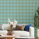 Обои флизелиновые Decoracion Классическая клетка 1 м бирюзово-оранжевые 7073502-vinil-280x100x4