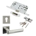 Комплект офисный для двери Paulinidor ручки 541-03 slim + замок магнитный 5085 + ключевина AL03 + цилиндр (30/30) никель матовый