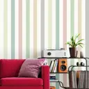 Обои флизелиновые Decoracion Разноцветные полоски 4x2.8 м светло-зеленые/белые 7012903