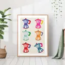 Постер 28 картин "Гейзерные кофеварки" 50x40 см