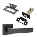 Комплект для межкомнатной двери Paulinidor ручки 541-03 slim + защелка 5-45 pl + петли б/врезки 2 шт черный