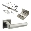 Комплект для межкомнатной двери Paulinidor ручки 541-03 slim + сантехническая защелка 96PL + врезные петли 2 шт никель