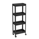 Этажерка для ванной комнаты широкая на колесах Vikea 39x23.4x105.5 см цвет черный