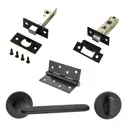Комплект для межкомнатной двери Paulinidor ручки 546-06 slim + защелка 5-45PL + завертка AL 06 slim + задвижка BK45 + врезные петли 2 шт черный