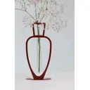 Ваза металлическая для цветов со стеклянной колбой бордовая 21 см