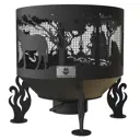 Костровая чаша Fire-House Ежик в тумане d1000 с зольником и защитной сварной сеткой сталь 100x70x100 см