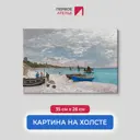 Картина на холсте Первое ателье "Репродукция Клода Моне "Пляж в Сент-Адрессе" 26x35 см