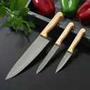 Ножи кухонные Доляна Wood набор 3 шт 9.5 см 13.4 см 16.9 см ручка деревянная