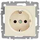 Розетка встраиваемая IEK Brite РС14-1-0-БрКр с заземлением со шторками цвет бежевый