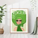 Постер 28 картин "Обложка Вог зеленый шарф" 50x40 см