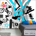 Фотообои флизелиновые Bartonwall 400x270 см Граффити Велосипед K20704-C