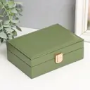 Шкатулка для украшений "Матовая гладь. Прямоугольная" зелёная 16x11.5x5.5 см