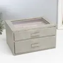 Шкатулка для украшений Эльба Два яруса зелёная 25x18x14 см