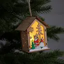 Елочная игрушка Дед мороз со снеговиками Luazon lighting 9594140 11 см бежевый