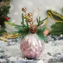 Елочный шар Зимнее волшебство 9692845 8 см Пластик розовый