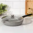 Сковорода Kukmara 4743139 26 см с крышкой и съемной ручкой алюминий литой цвет серый