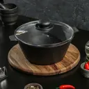 Кастрюля 2.5 л со стеклянной крышкой Magma 9315326 чугун цвет черный