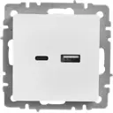 Розетка USB встраиваемая IEK Brite РЮ11-1-БрБ цвет белый