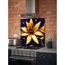 Стеновая панель Borntoprint Золотой цветок на черном 600x600x0.4 см закаленное стекло цвет черное золото