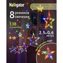 Электрогирлянда универсальная Navigator 93678 бахрома 100x100 м 138 ламп прозрачный 8 режимов работы