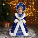 Декоративная фигура Зимнее волшебство Снегурочка в синей шубке и кокошнике 17x35 см