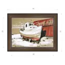 Картина в раме Декор Депо Константин Малютин "Лодка и красный сарай" E21 31x41 см