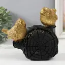 Сувенир "Две золотые птички на бревнышке" 18x9x17 см