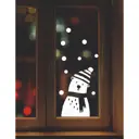 Наклейка декоративная для окон "Медведь в шапке" 35x54 см (снег 10x20 см)