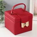 Шкатулка для украшений "Золотой бантик" красная 15x15x12.7 см