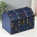 Шкатулка сундучок "Лев. С заклепками" ярко-синяя 16x15.5x22 см