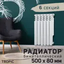 Радиатор Tropic 500 6 секций 500x80 мм боковое подключение биметалл белый
