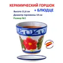 Горшок цветочный Классика Испанская керамика 14 см 11.6 см 1 л керамика цвет мульти без автополива