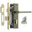 Замок врезной цилиндровый НОРА-М 708К комплект с ручками Старая бронза 55 мм