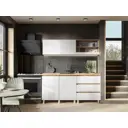 Кухонный гарнитур Стендмебель Хелен 170x189.8x60 см ЛДСП цвет белый шагрень/дуб крафт золотой